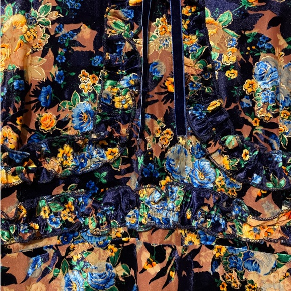 Dalia Macphee Burnout Velvet Floral Tie Neck Dress - Picture 9 of 11